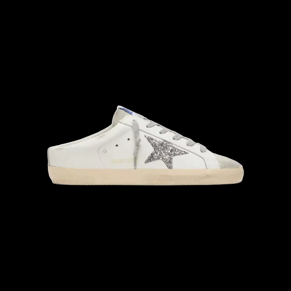 Golden Goose Super-Star Sabot With A Platinum Glitter Star - HypeFly India View 1