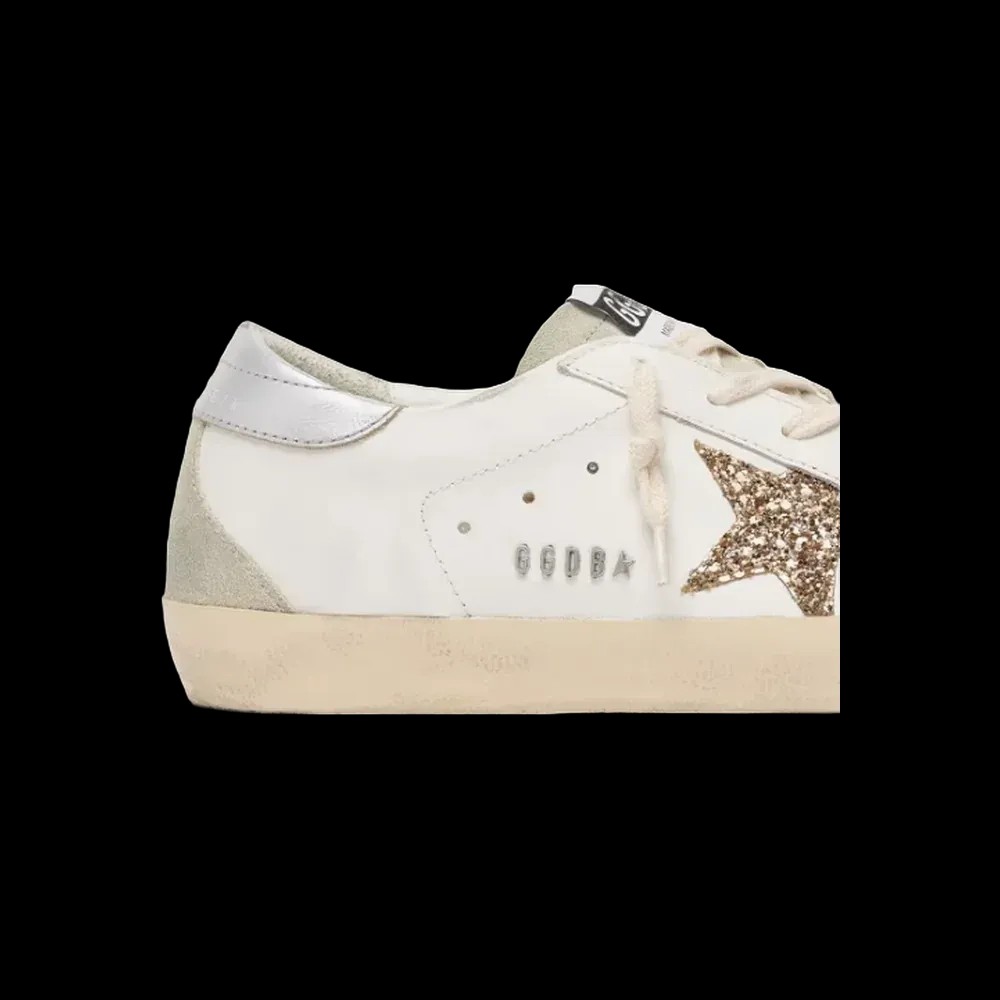 Golden Goose Super-Star With Gold Glitter Star And Ice-Gray Suede Inserts - HypeFly India View 5