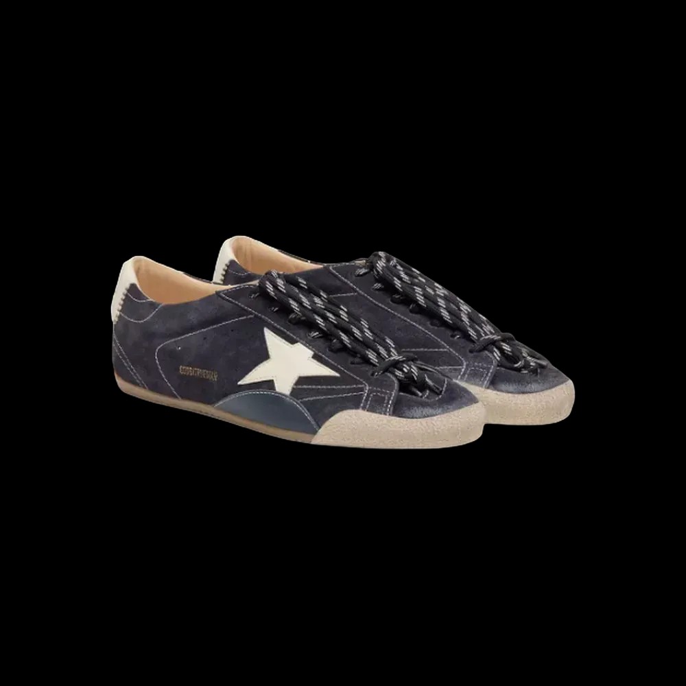 Golden Goose True-Star In Dark Blue Suede With White Nappa Leather Star And Heel Tab - HypeFly India View 2