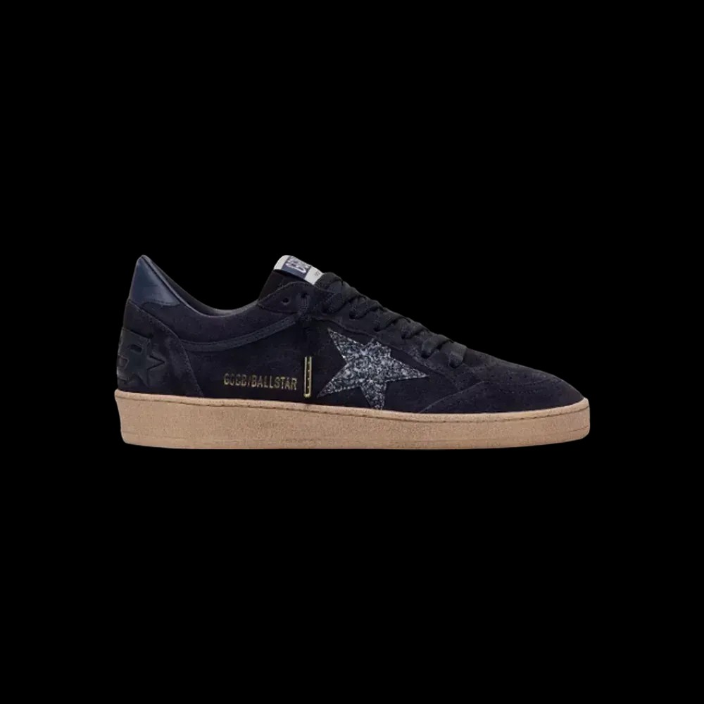 Golden Goose Ball Star In Dark Blue Suede With Dark Blue Glitter Star - HypeFly India View 1