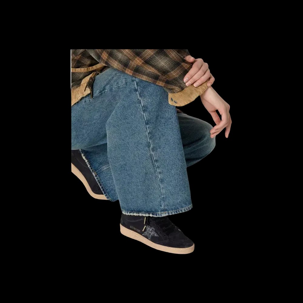 Golden Goose Ball Star In Dark Blue Suede With Dark Blue Glitter Star - HypeFly India View 4