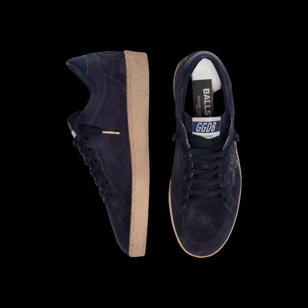 Golden Goose Ball Star In Dark Blue Suede With Dark Blue Glitter Star - HypeFly India View 3