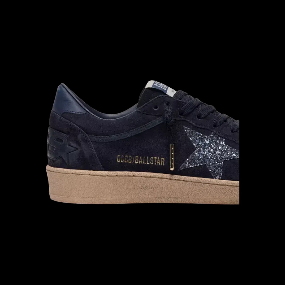 Golden Goose Ball Star In Dark Blue Suede With Dark Blue Glitter Star - HypeFly India View 5