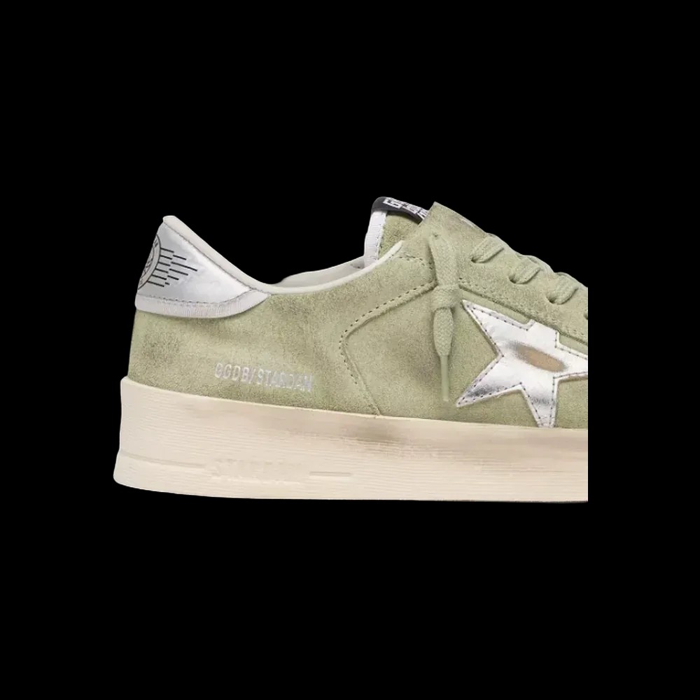 Golden Goose Stardan In Sage-Green Suede With Metallic Silver Star - HypeFly India View 5