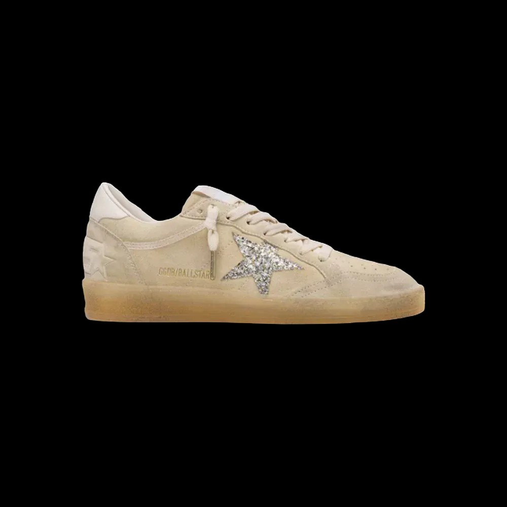 Golden Goose Ball Star In Pearl Suede With Silver Glitter Star - HypeFly India View 1