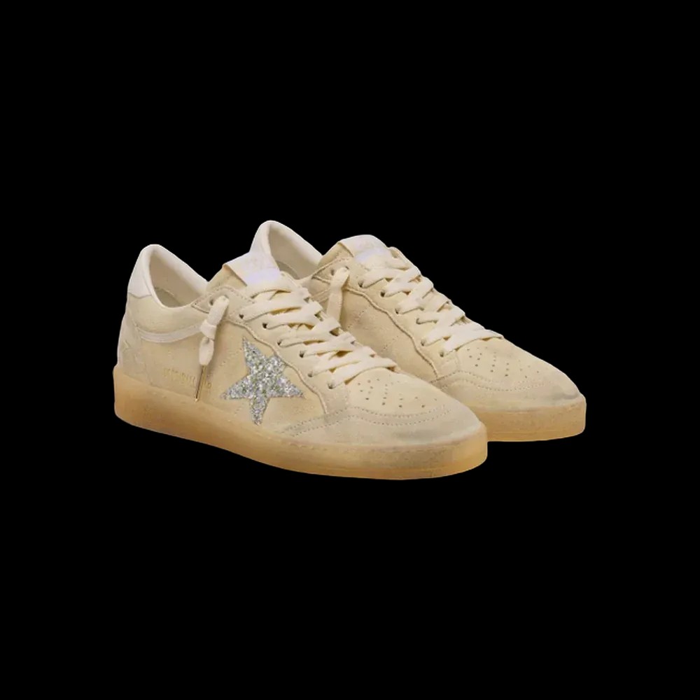 Golden Goose Ball Star In Pearl Suede With Silver Glitter Star - HypeFly India View 2