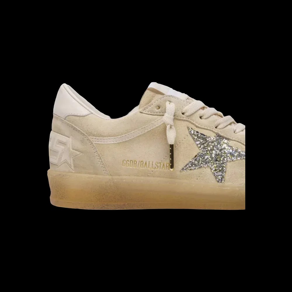 Golden Goose Ball Star In Pearl Suede With Silver Glitter Star - HypeFly India View 4