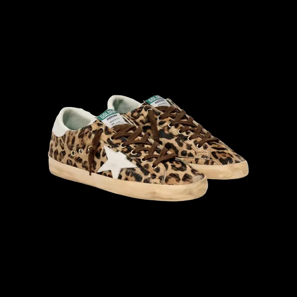 Golden Goose Super-Star In Leopard-Print Pony Skin With Leather Star And Heel Tab - HypeFly India View 2