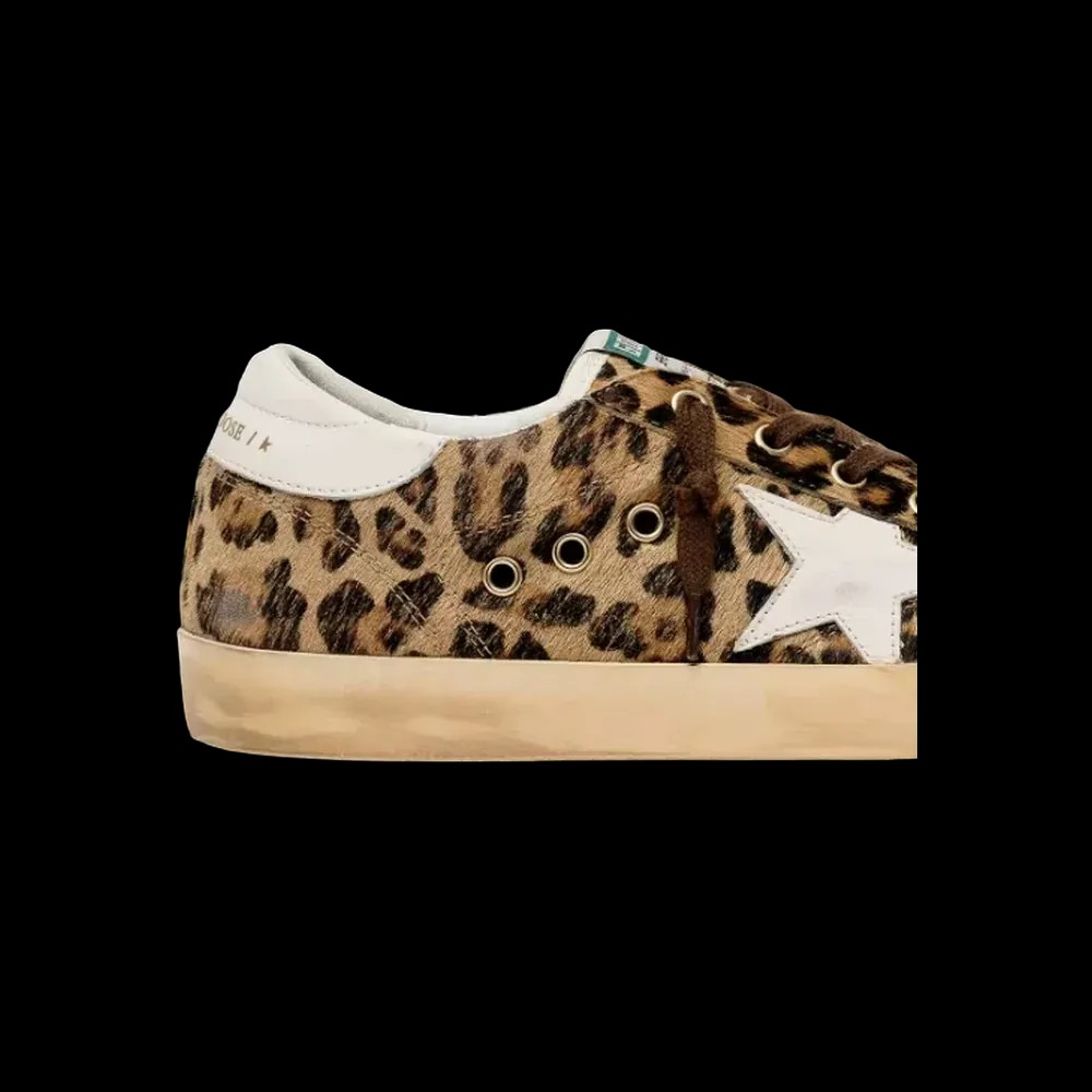 Golden Goose Super-Star In Leopard-Print Pony Skin With Leather Star And Heel Tab - HypeFly India View 5