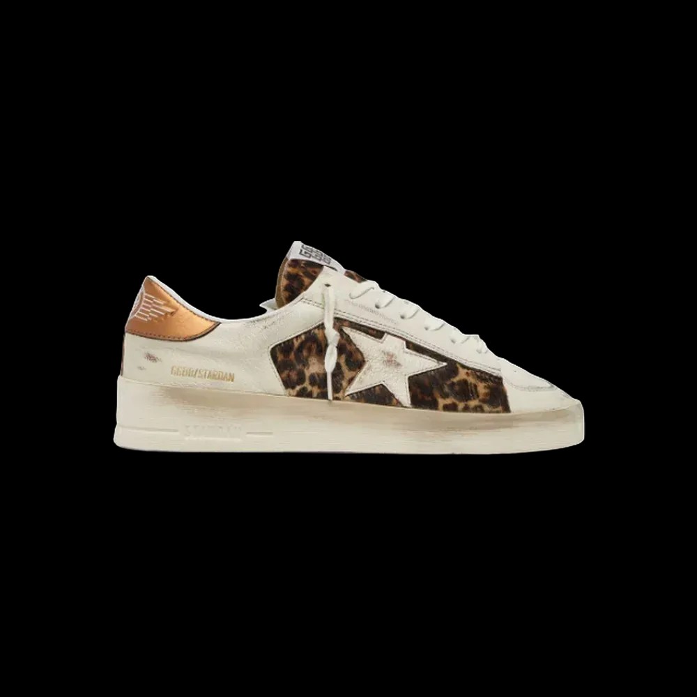 Golden Goose Stardan In White Leather And Leopard Pony Skin With White Leather Star - HypeFly India View 1