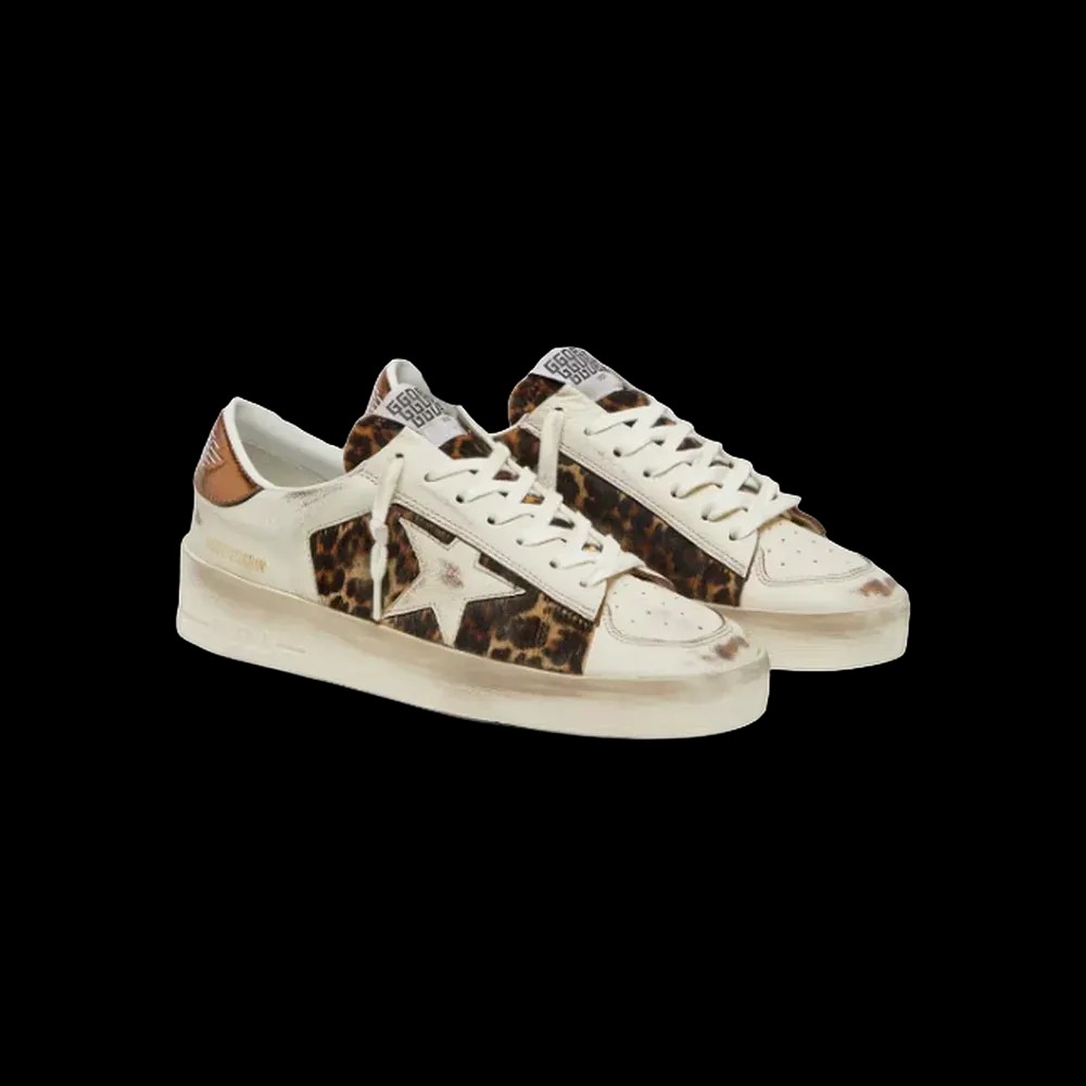 Golden Goose Stardan In White Leather And Leopard Pony Skin With White Leather Star - HypeFly India View 3