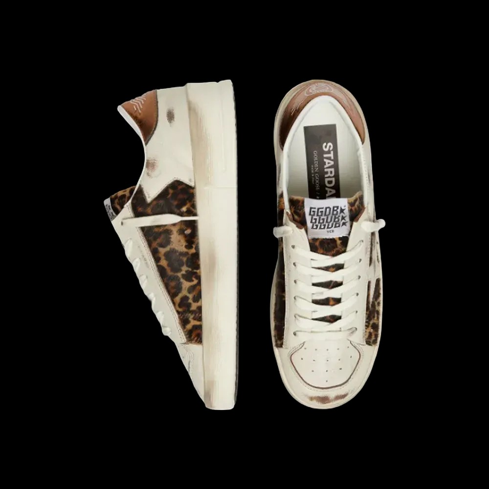 Golden Goose Stardan In White Leather And Leopard Pony Skin With White Leather Star - HypeFly India View 2