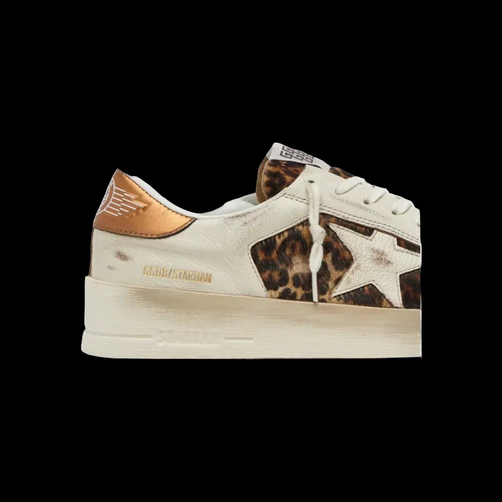 Golden Goose Stardan In White Leather And Leopard Pony Skin With White Leather Star - HypeFly India View 5