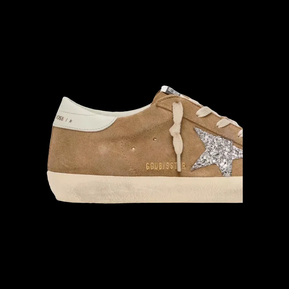 Golden Goose Super-Star In Tobacco Suede With Silver Glitter Star - HypeFly India View 5