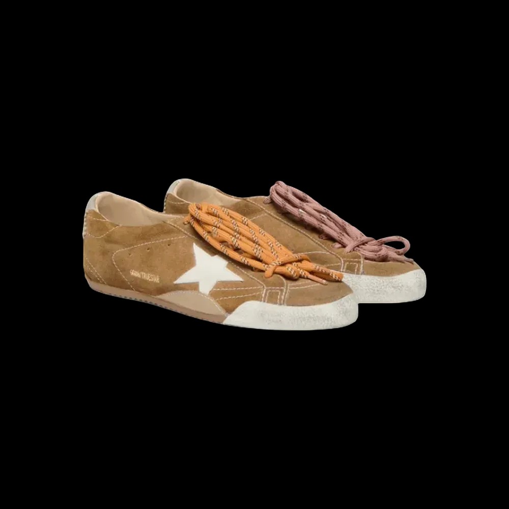 Golden Goose True-Star In Tobacco-Colored Suede With White Star And Platinum Heel Tab - HypeFly India View 3