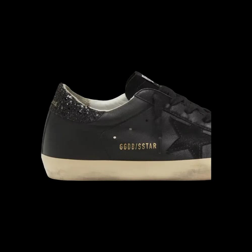 Golden Goose Super-Star In Black Nappa With Black Star And Glitter Heel Tab - HypeFly India View 5
