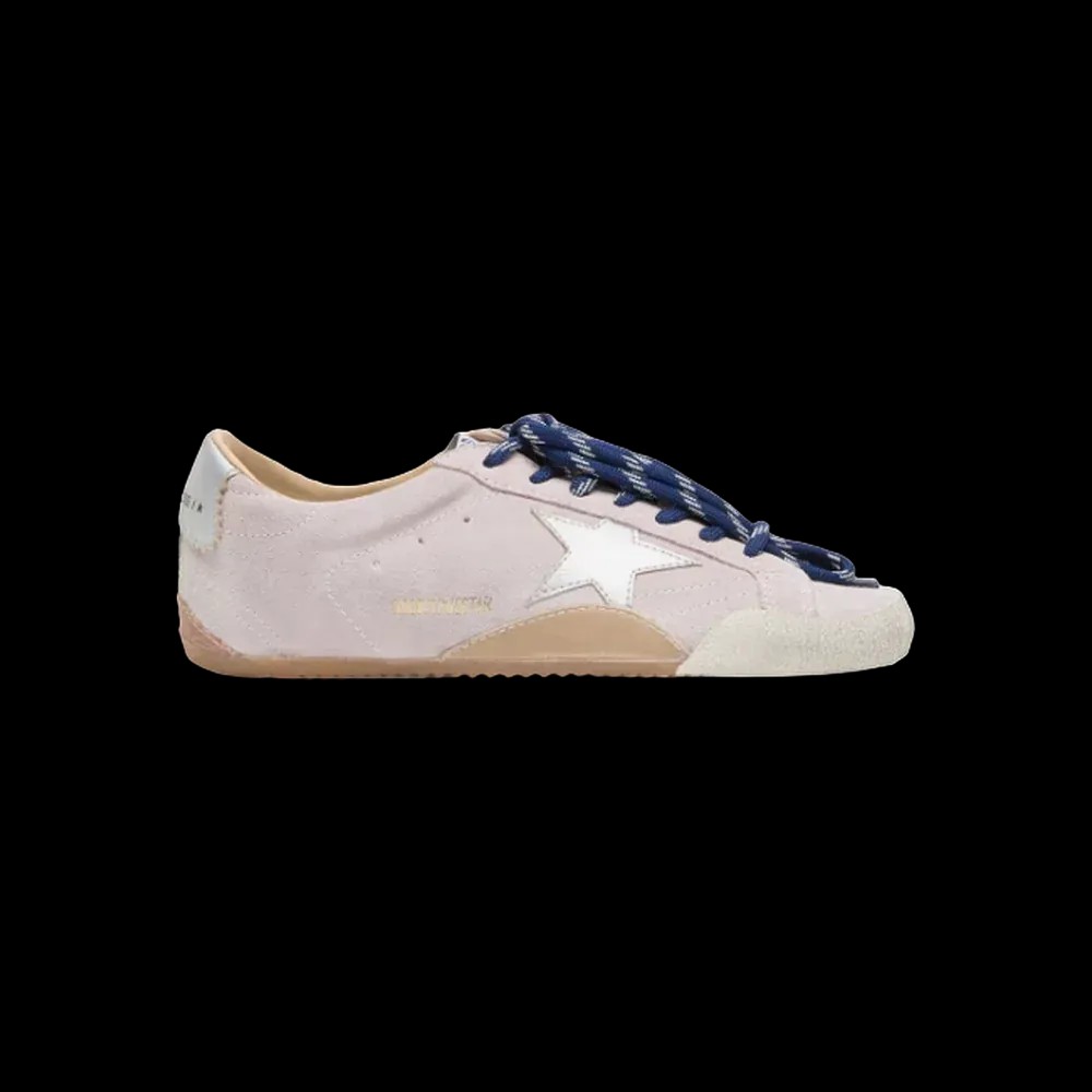 Golden Goose True-Star In Pastel Pink Suede With Silver Star And Heel Tab - HypeFly India View 1