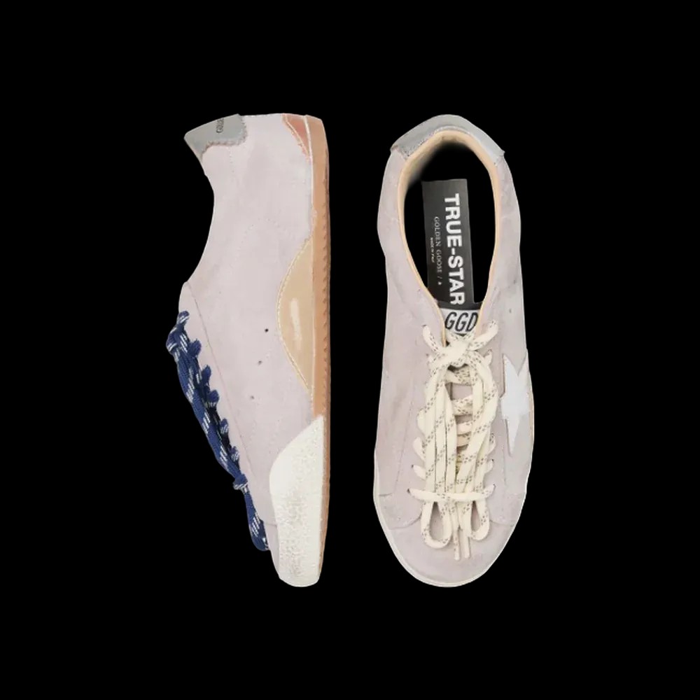 Golden Goose True-Star In Pastel Pink Suede With Silver Star And Heel Tab - HypeFly India View 3