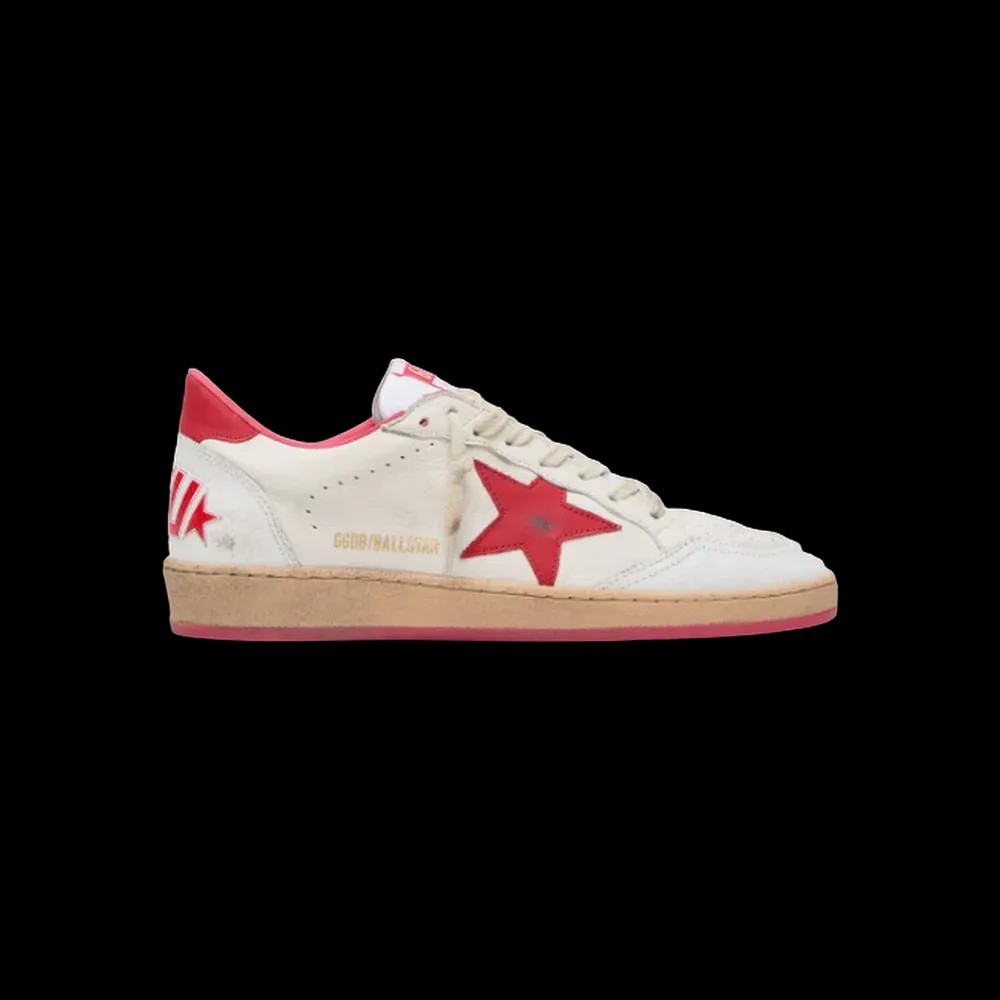 Golden Goose Ball Star Wishes In White Leather With A Red Star - HypeFly India View 1
