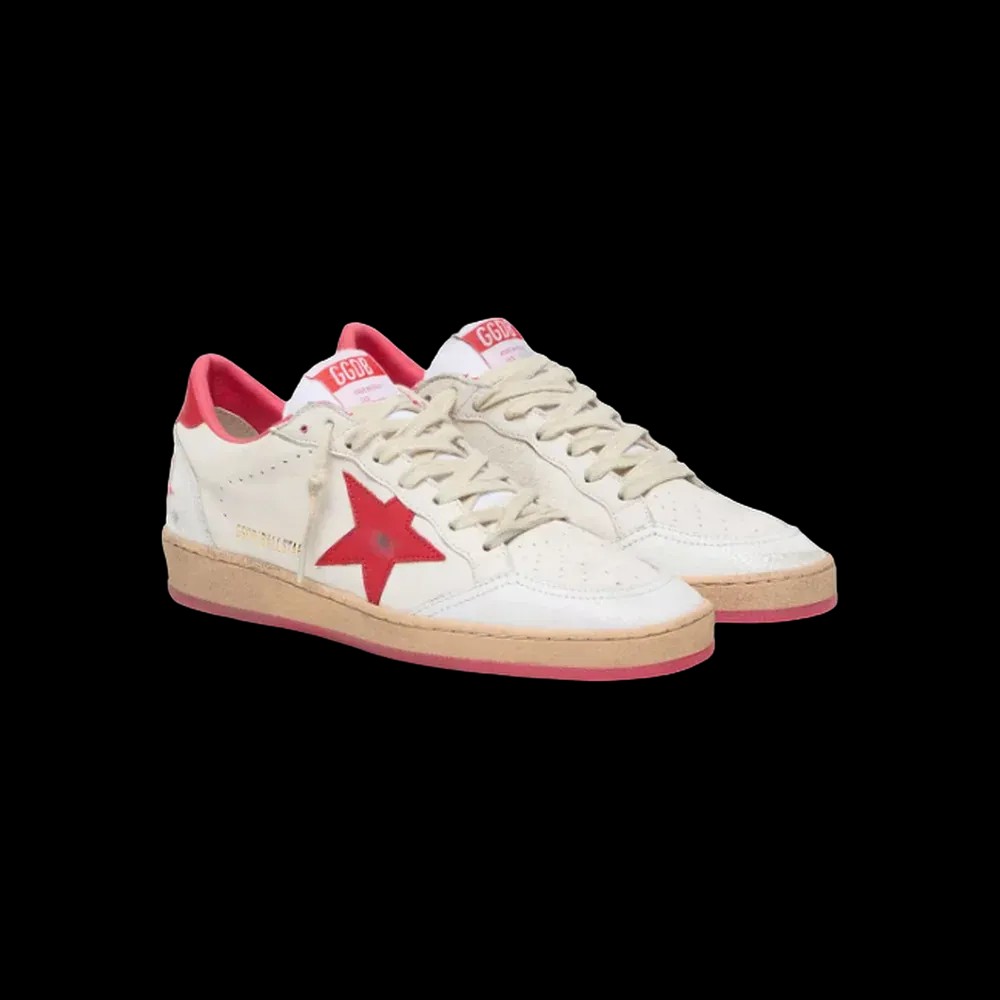 Golden Goose Ball Star Wishes In White Leather With A Red Star - HypeFly India View 3