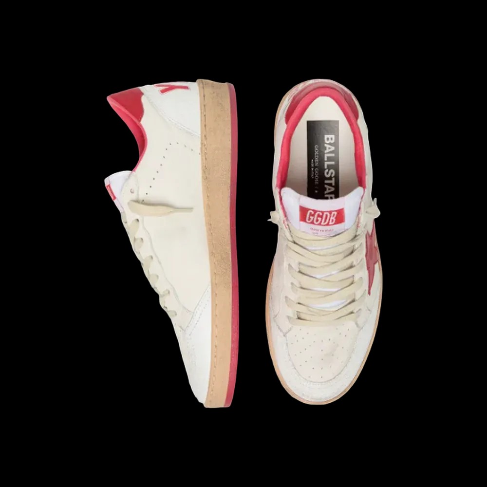Golden Goose Ball Star Wishes In White Leather With A Red Star - HypeFly India View 2