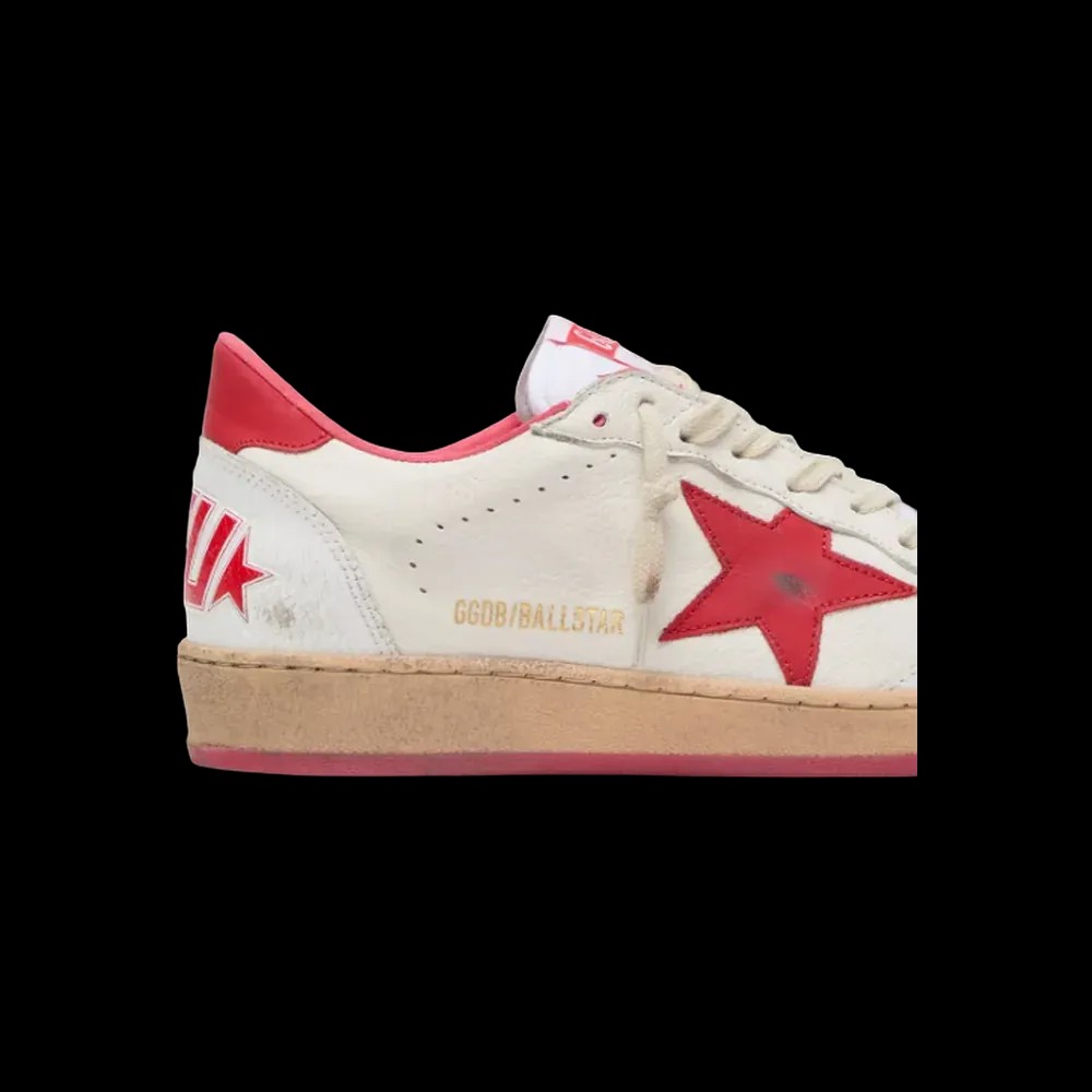 Golden Goose Ball Star Wishes In White Leather With A Red Star - HypeFly India View 5