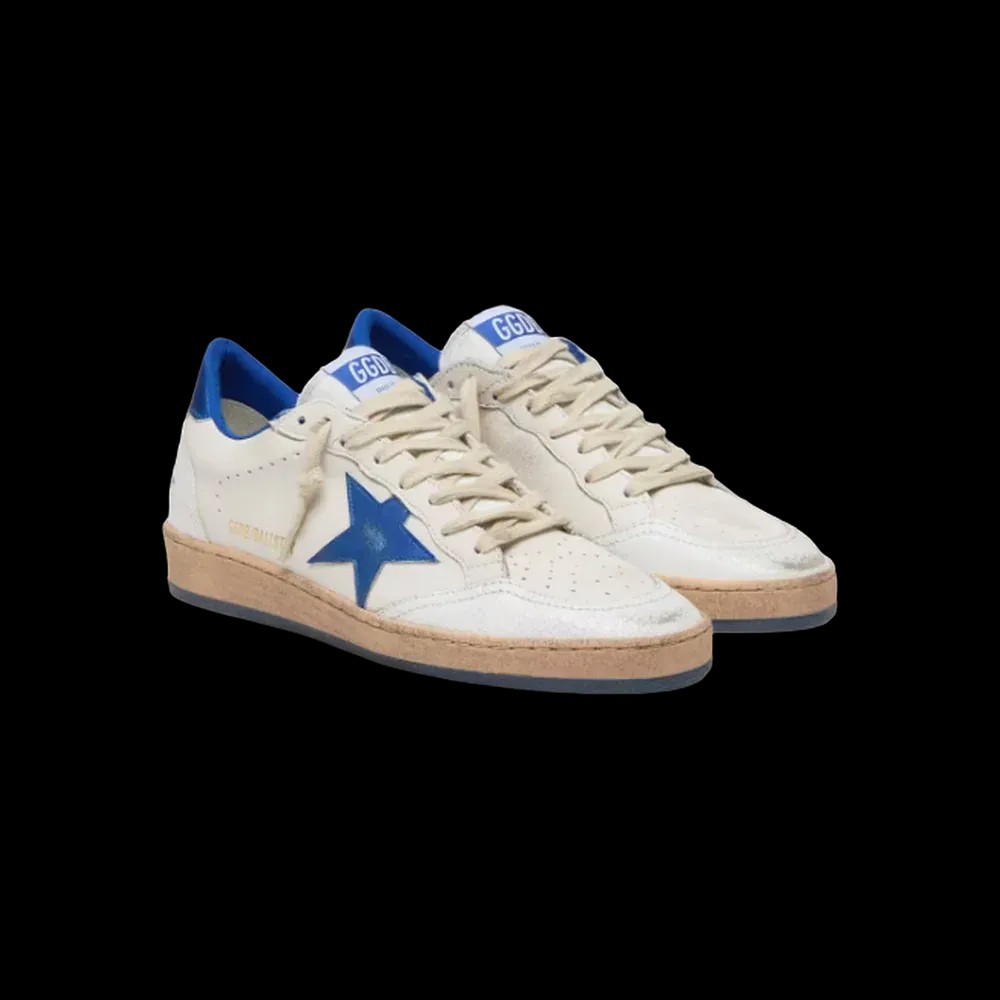 Golden Goose Ball Star Wishes In White Nappa Leather With Bright Blue Star - HypeFly India View 3