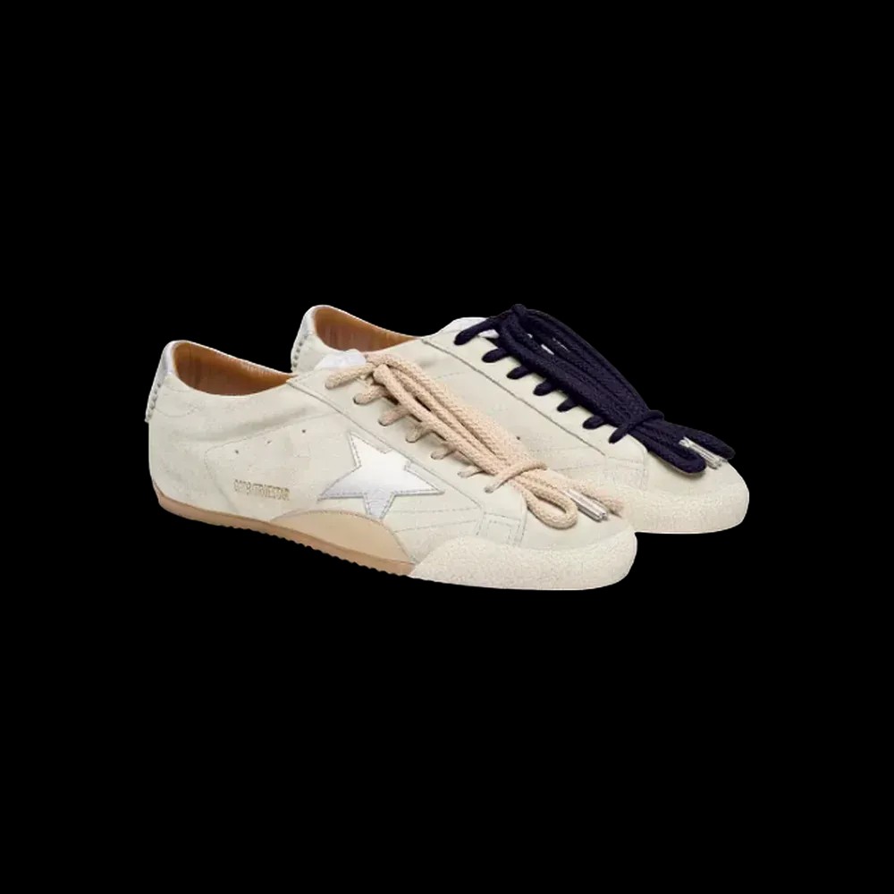 Golden Goose True-Star In Light Gray Suede With Metallic Silver Star And Heel Tab - HypeFly India View 3