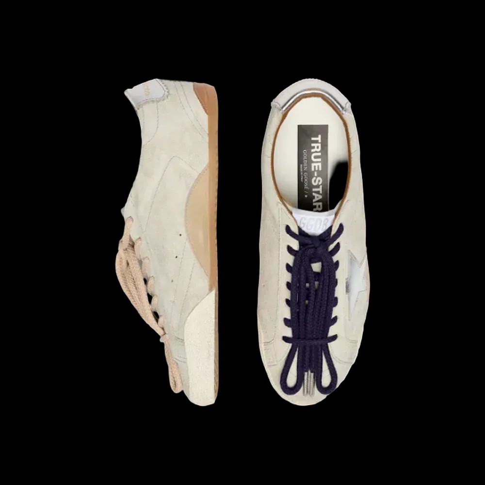 Golden Goose True-Star In Light Gray Suede With Metallic Silver Star And Heel Tab - HypeFly India View 2