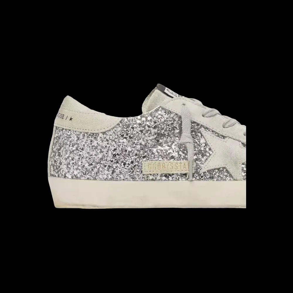 Golden Goose Super-Star In Silver Glitter With Ice-Gray Suede Star - HypeFly India View 5