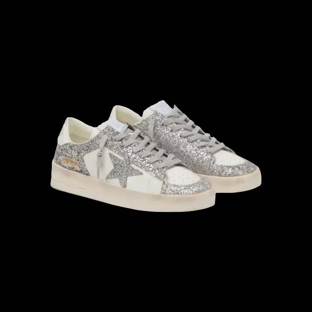 Golden Goose Stardan In White Leather And Glitter - HypeFly India View 3