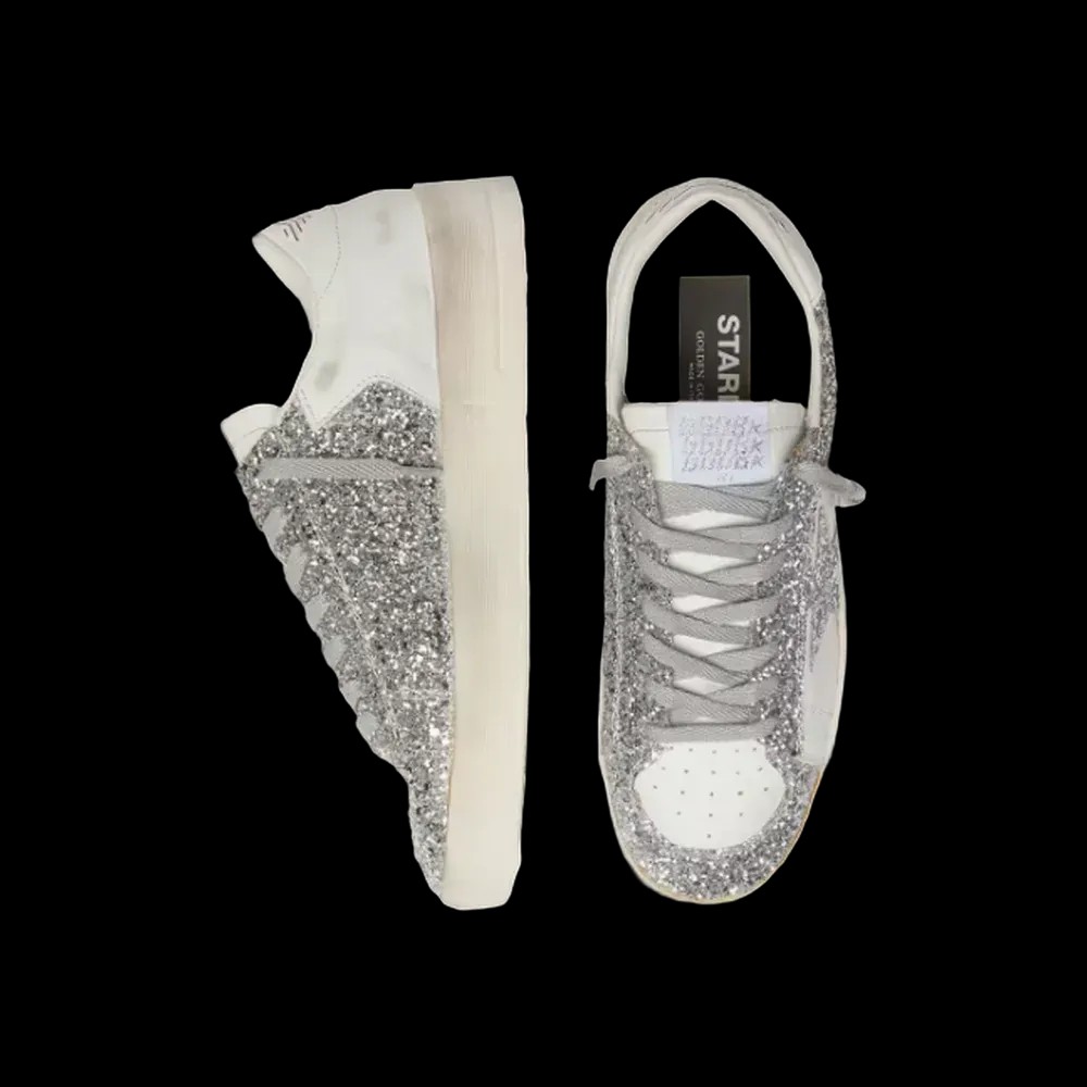 Golden Goose Stardan In White Leather And Glitter - HypeFly India View 2
