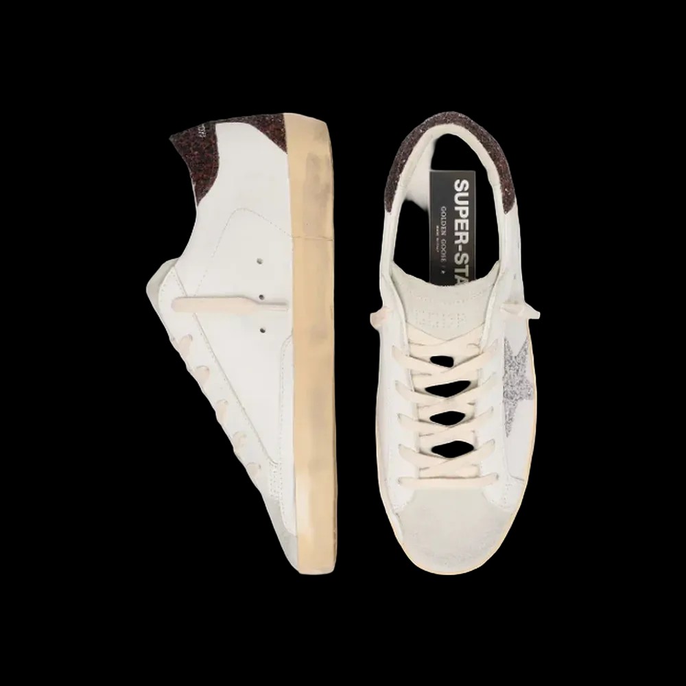 Golden Goose Super-Star With Silver Glitter Star And Brown Glitter Heel Tab - HypeFly India View 2