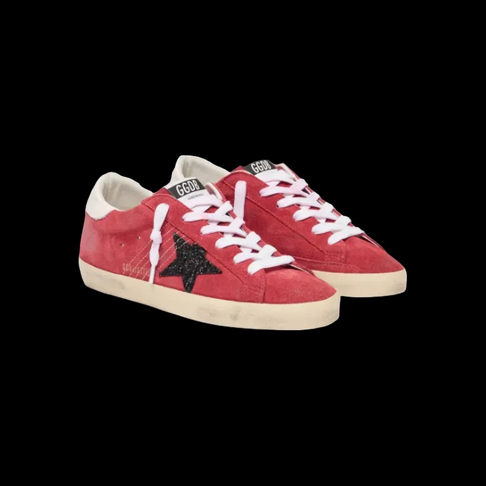 Golden Goose Super-Star In Red Suede With Glitter Star - HypeFly India View 3