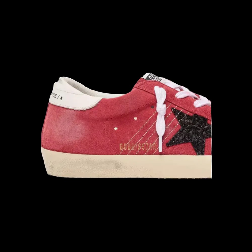 Golden Goose Super-Star In Red Suede With Glitter Star - HypeFly India View 5