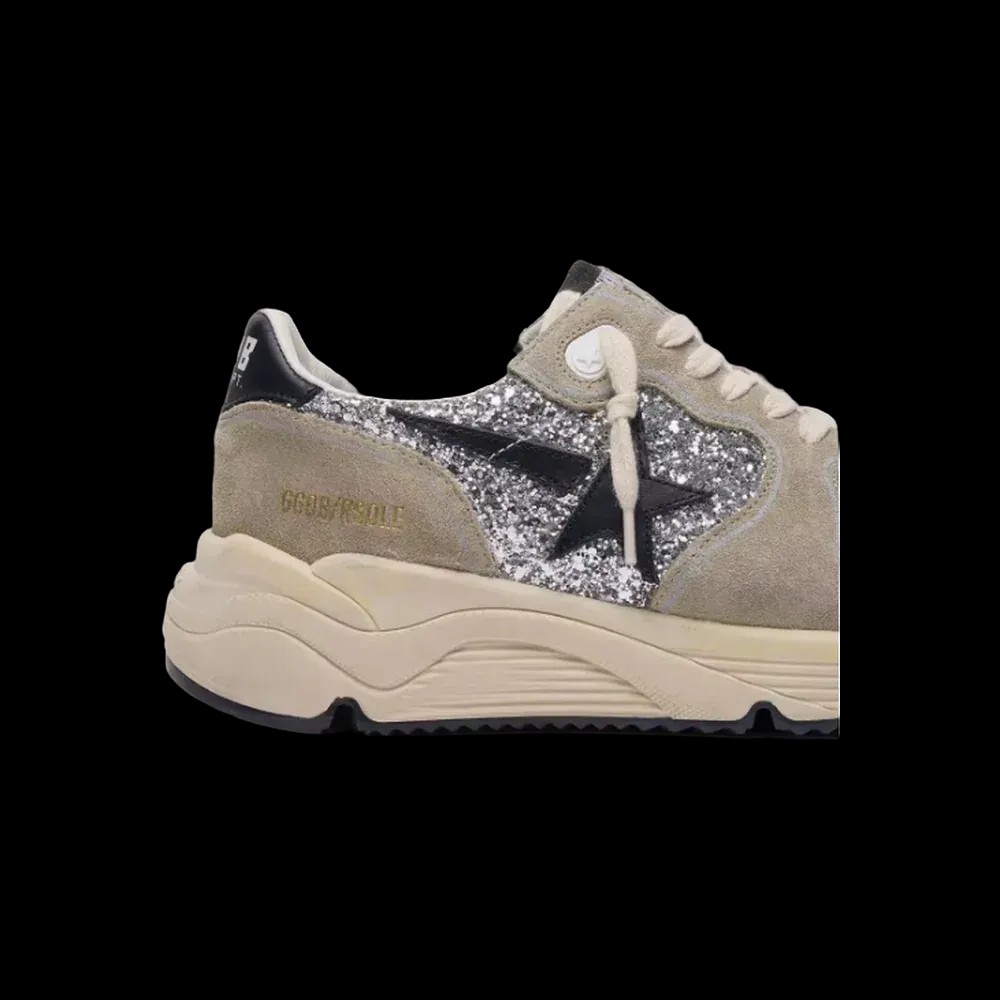 Golden Goose Running Sole In Silver Glitter And Dove Gray Suede - HypeFly India View 5
