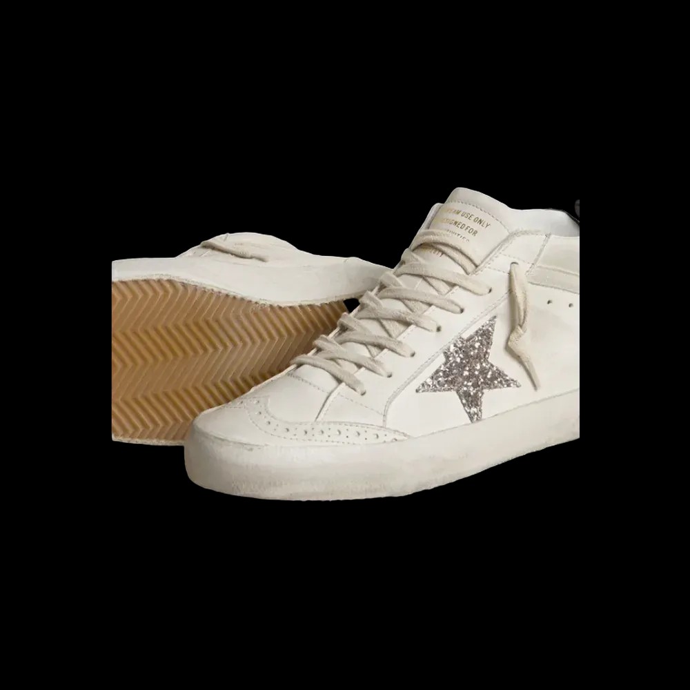 Golden Goose Mid Star With Silver Glitter Star And Black Laminated Heel Tab - HypeFly India View 2