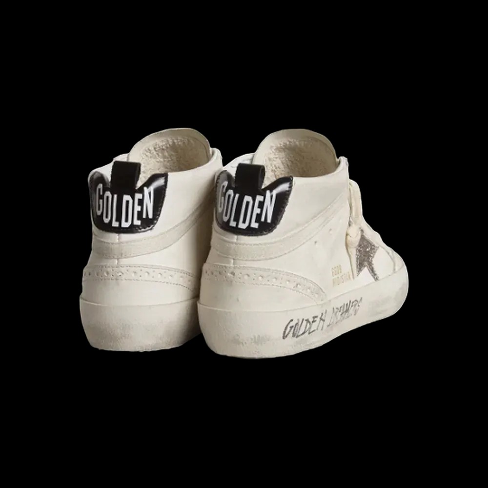 Golden Goose Mid Star With Silver Glitter Star And Black Laminated Heel Tab - HypeFly India View 4
