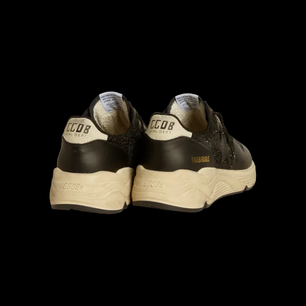 Golden Goose Running Sole In Black Glitter With Leather Star And Nubuck Heel Tab - HypeFly India View 4