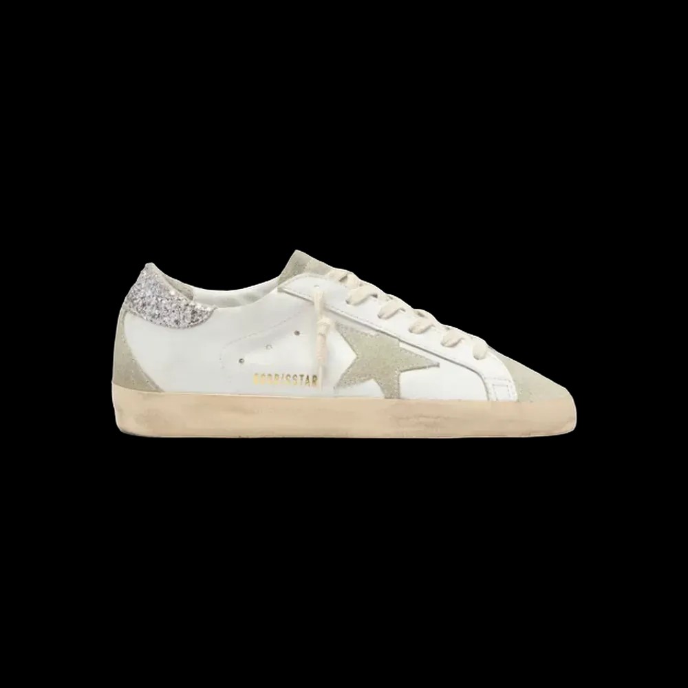 Golden Goose Super-Star With Gray Star And Silver Glitter Heel Tab - HypeFly India View 1