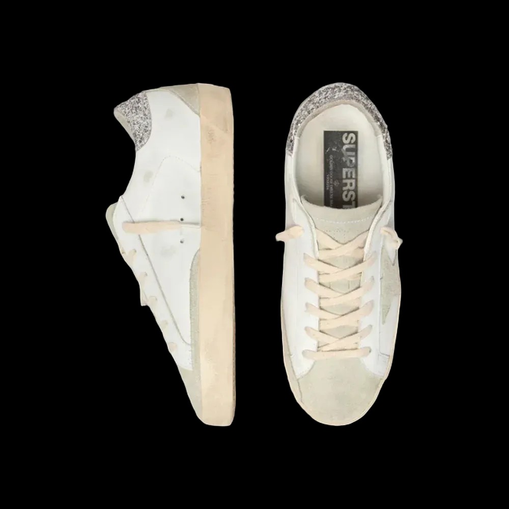 Golden Goose Super-Star With Gray Star And Silver Glitter Heel Tab - HypeFly India View 2
