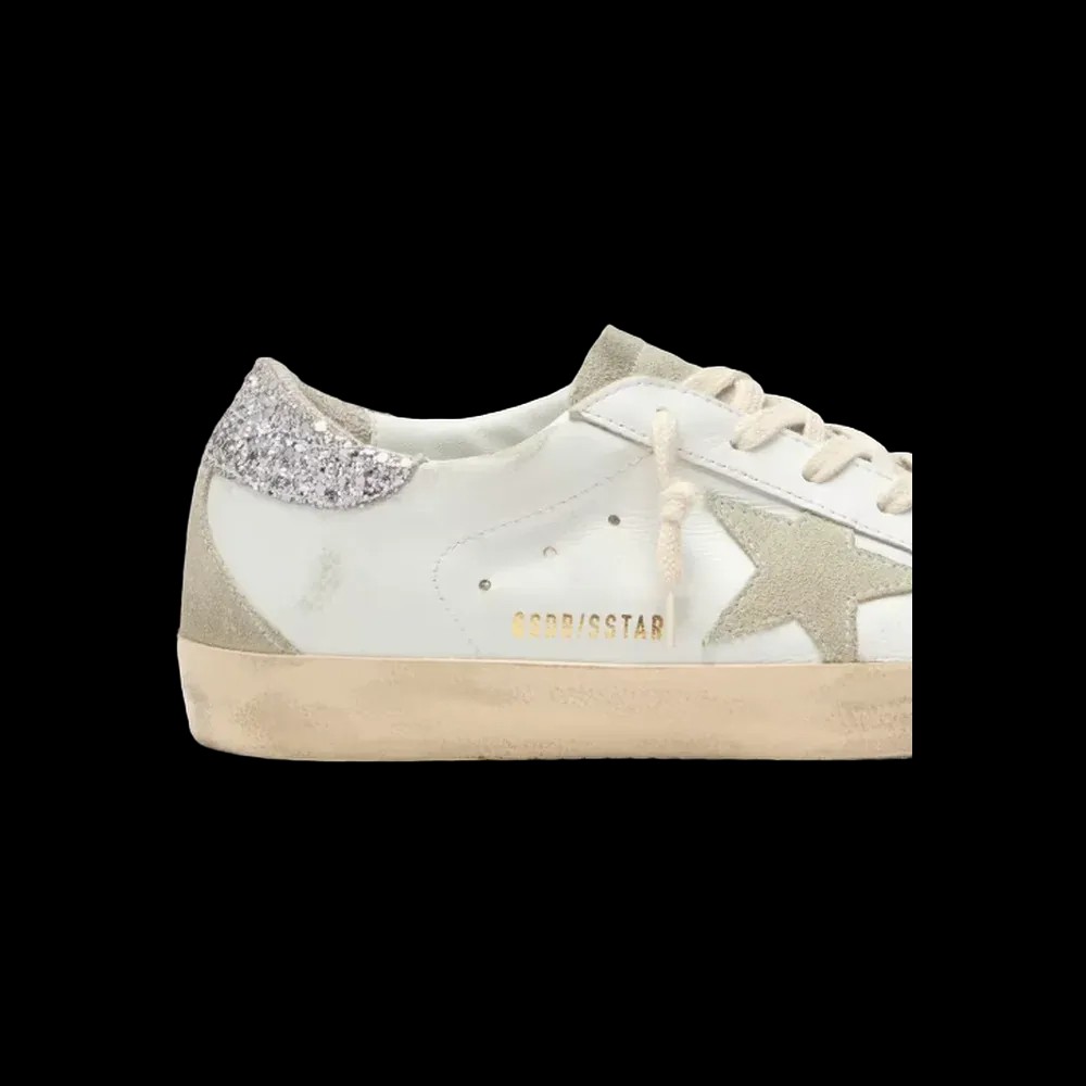 Golden Goose Super-Star With Gray Star And Silver Glitter Heel Tab - HypeFly India View 5