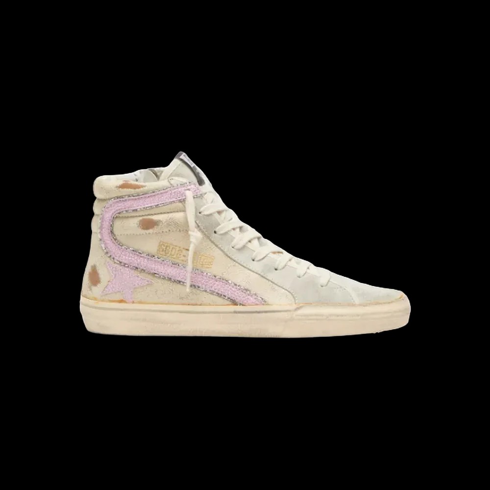Golden Goose Slide In Beige With Pink Metallic Leather Star And Flash - HypeFly India View 1