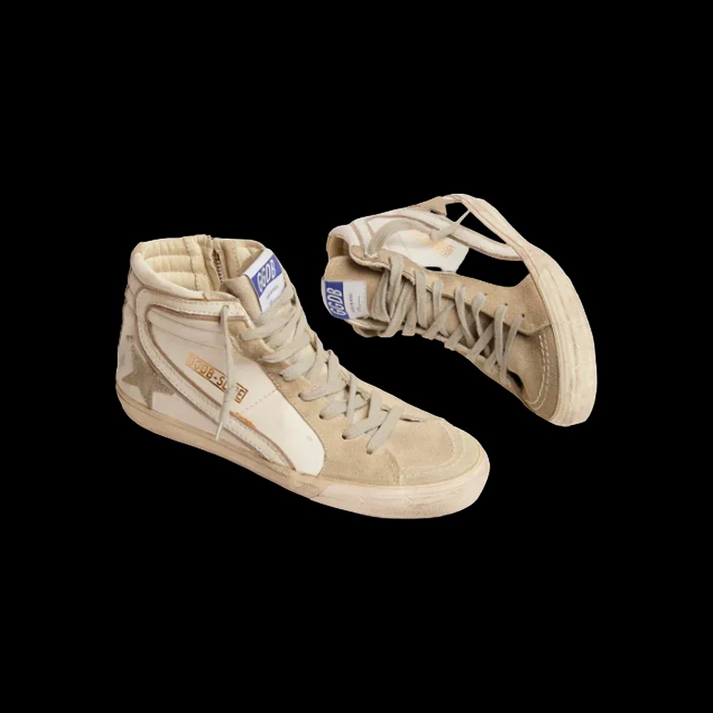 Golden Goose Slide With Ice-Gray Suede Star And White Flash - HypeFly India View 3