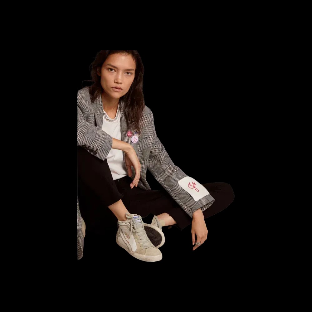 Golden Goose Slide With Ice-Gray Suede Star And White Flash - HypeFly India View 5