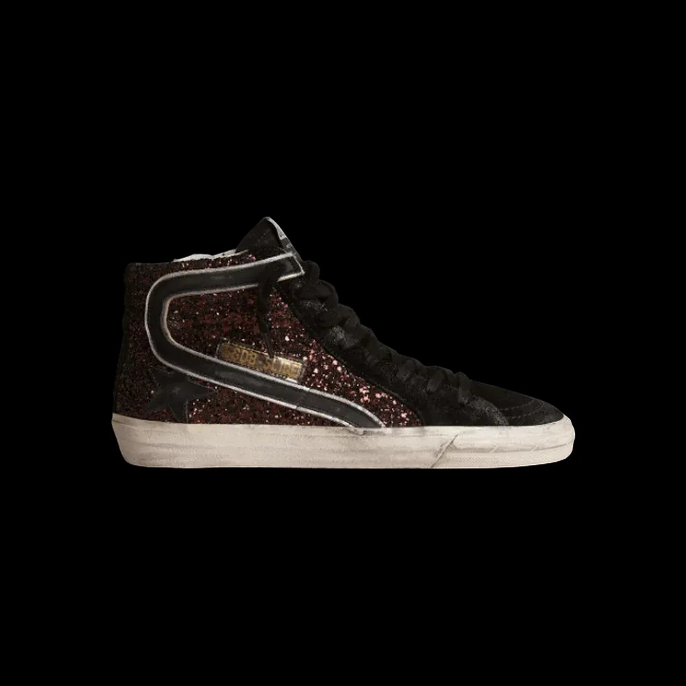 Golden Goose Slide In Brown Glitter With Black Leather Star And Flash - HypeFly India View 1