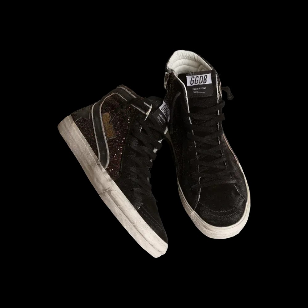 Golden Goose Slide In Brown Glitter With Black Leather Star And Flash - HypeFly India View 2