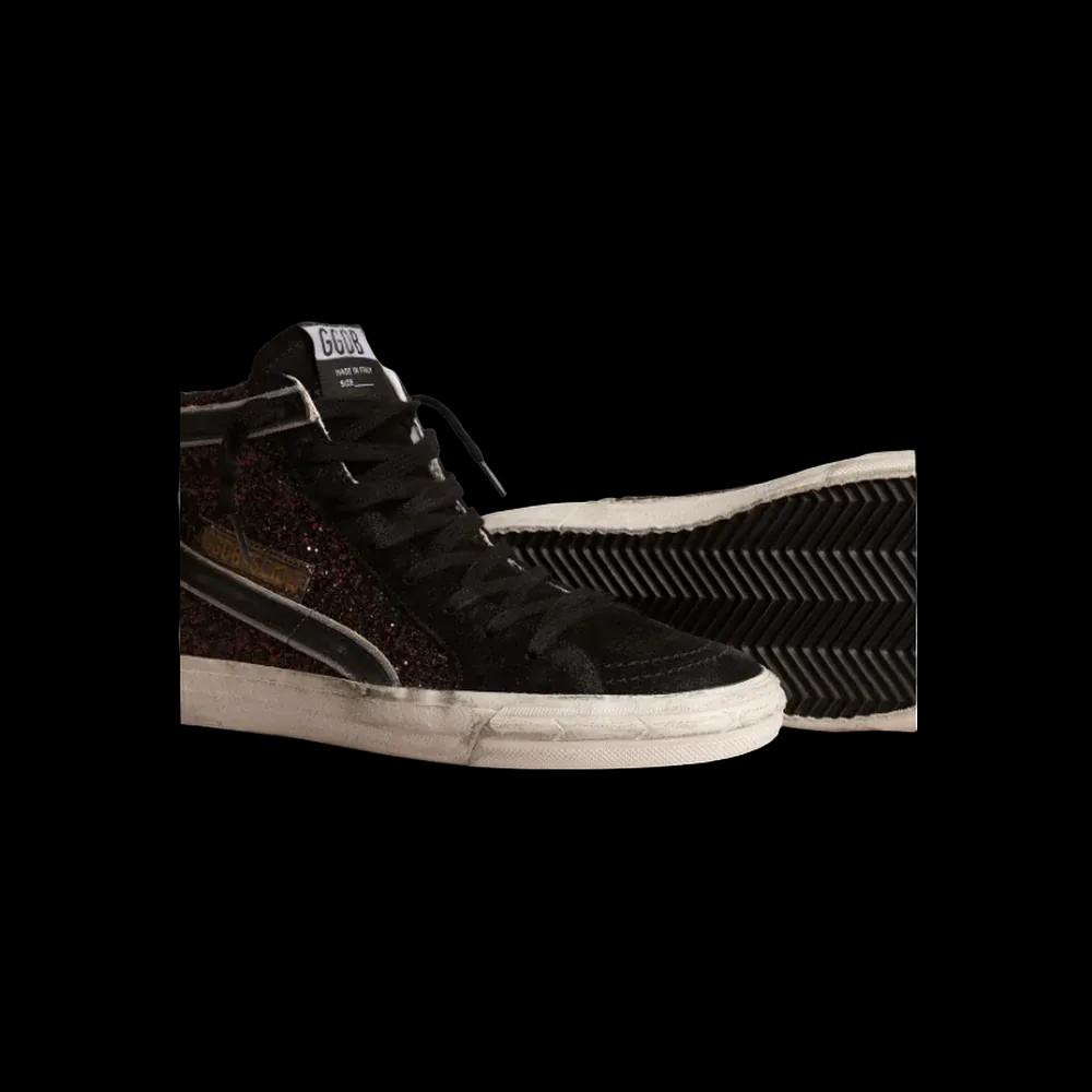 Golden Goose Slide In Brown Glitter With Black Leather Star And Flash - HypeFly India View 3