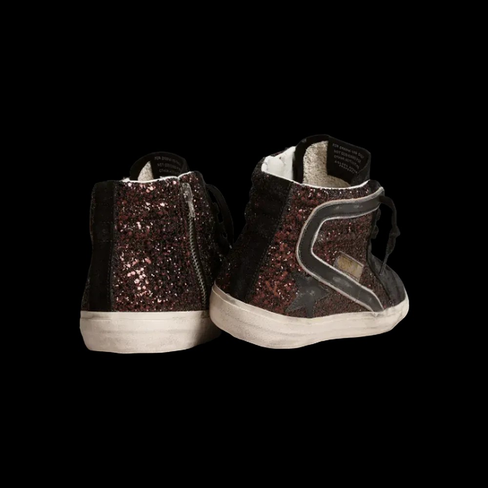 Golden Goose Slide In Brown Glitter With Black Leather Star And Flash - HypeFly India View 4