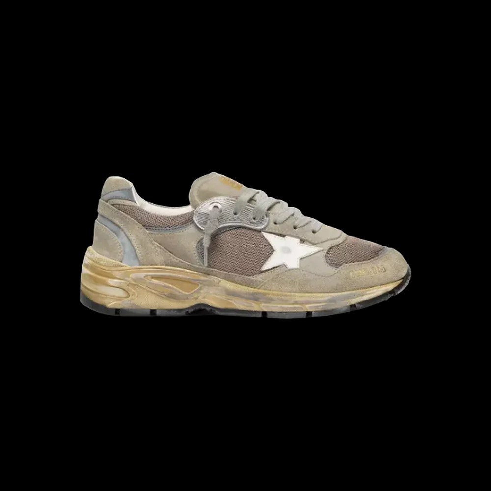 Golden Goose Dad-Star In Dove-Gray Suede And Silver Mesh With White Leather Star - HypeFly India View 1